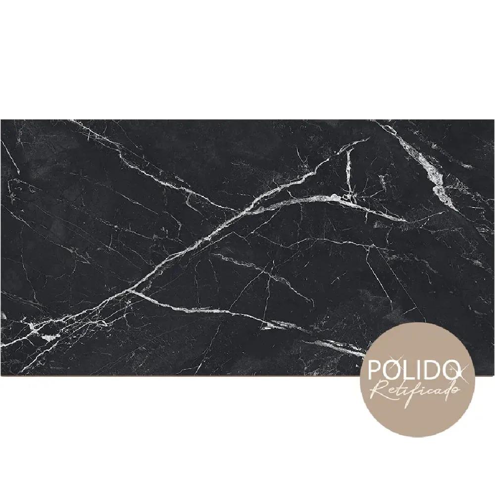 Piso Gran Polar Black Polido 60x120cm Caixa com 2,16m² FORMIGRES